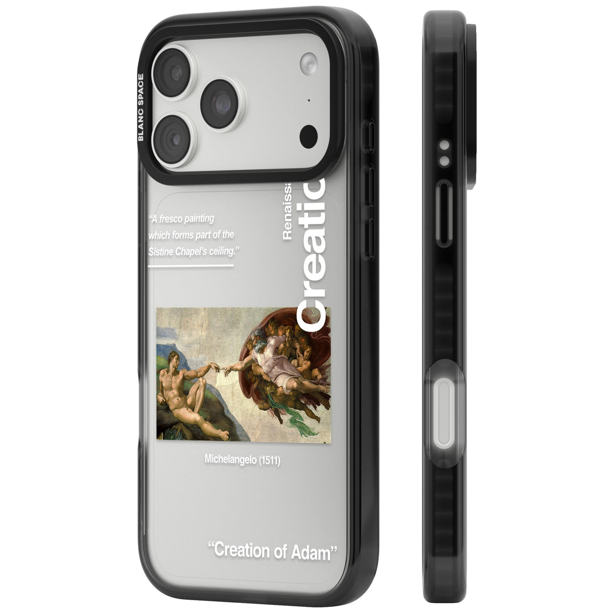 Creation Of Adam Michelangelo iPhone 18 Pro Max Impact Black Phone Case side