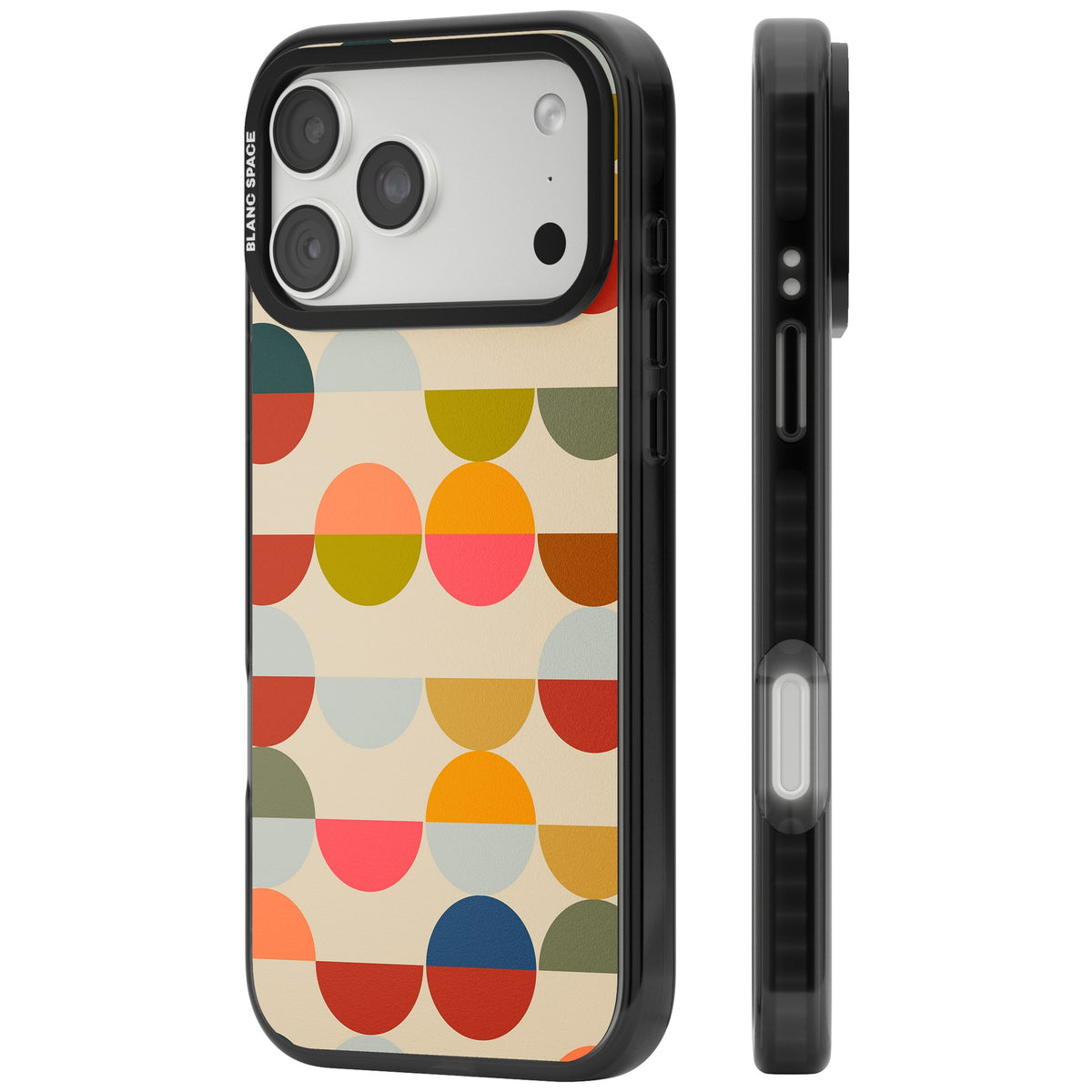 Colorful Retro Circles iPhone 18 Pro Max Impact Black Phone Case side