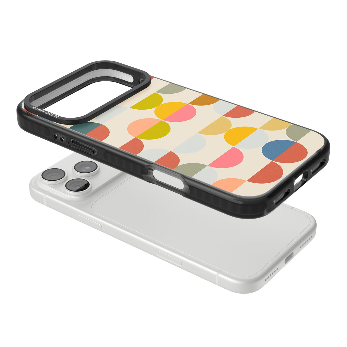 Colorful Retro Circles iPhone 18 Pro Max Impact Black Phone Case angled