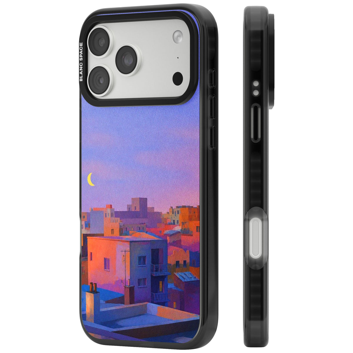 Twilight Rooftops iPhone 18 Pro Max Impact Black Phone Case side