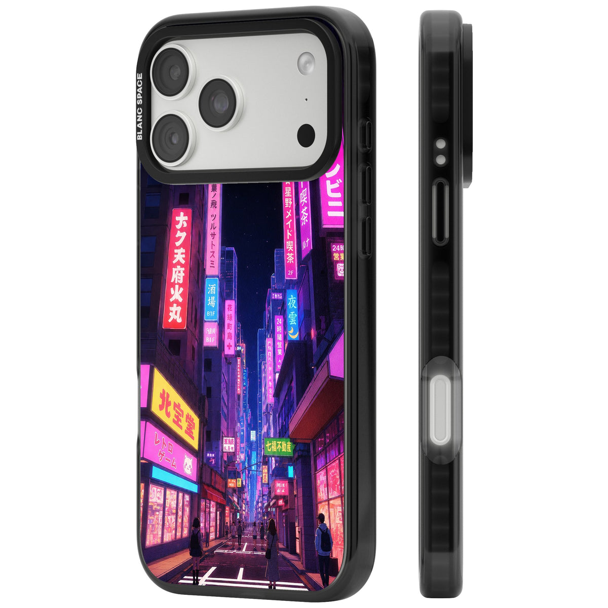 Shibuya At Night iPhone 18 Pro Max Impact Black Phone Case side