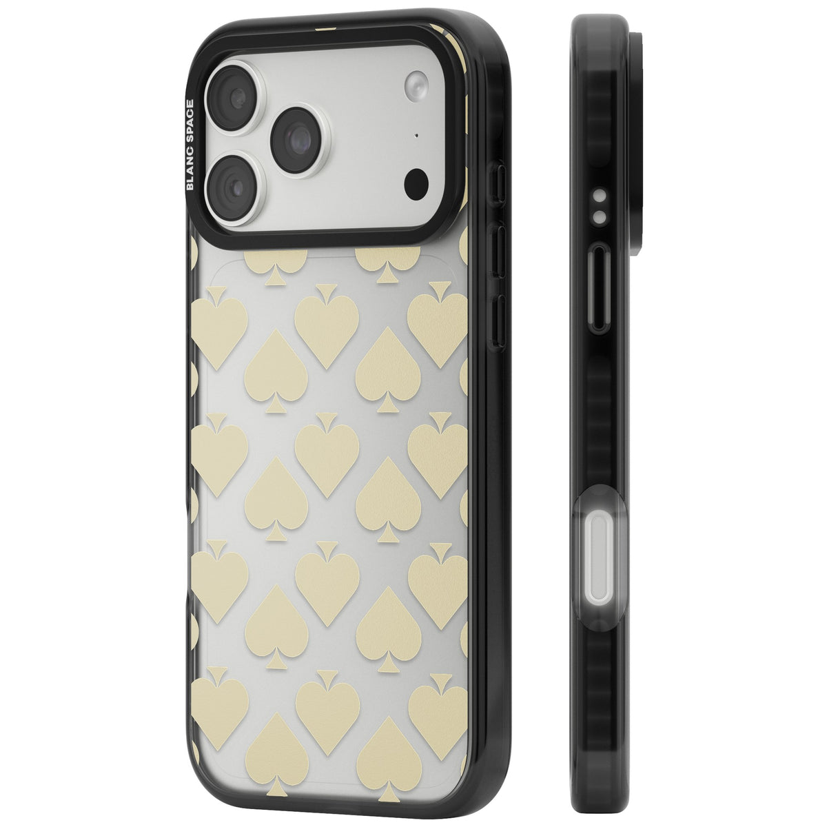 Beige Spades iPhone 18 Pro Max Impact Black Phone Case side
