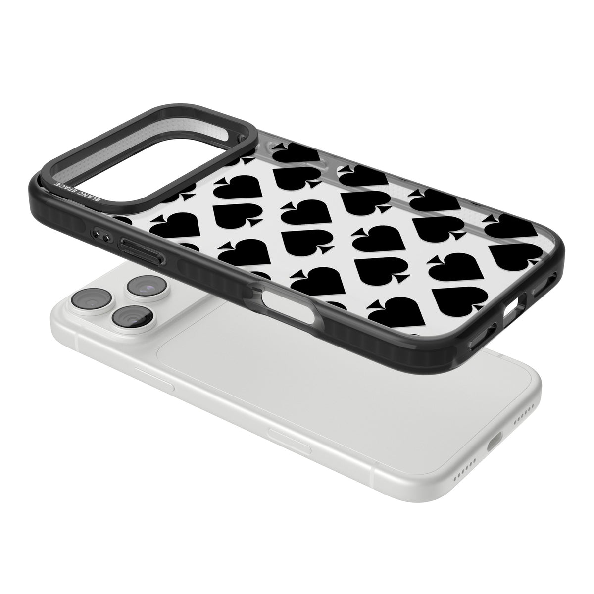 Black Spades iPhone 18 Pro Max Impact Black Phone Case angled