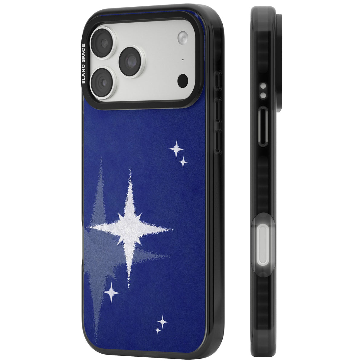 Blue Sparkle iPhone 18 Pro Max Impact Black Phone Case side