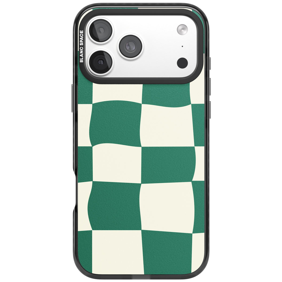Matcha Wavy Check iPhone 18 Pro Max Impact Black Phone Case front