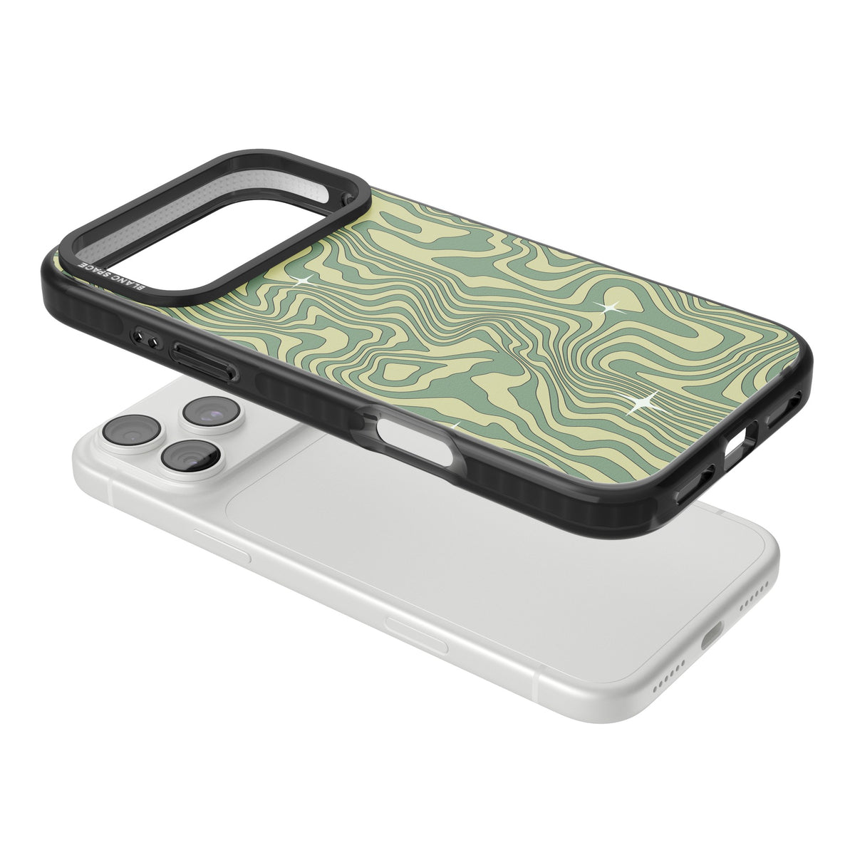 Sage Ripple iPhone 18 Pro Max Impact Black Phone Case angled