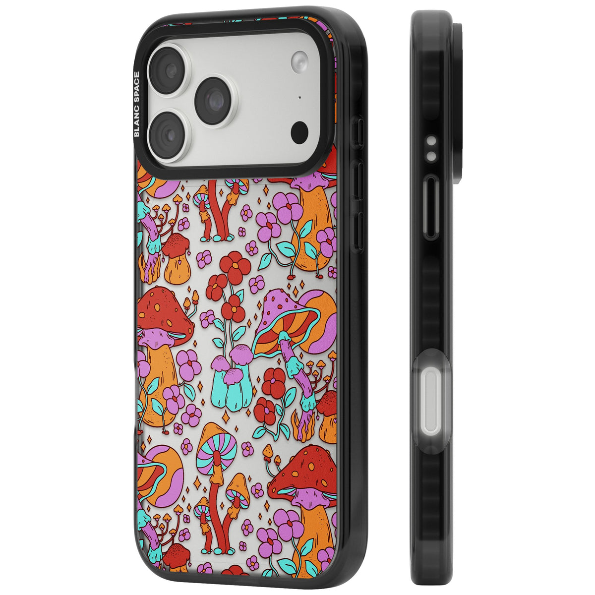 Psychedelic Flora iPhone 18 Pro Max Impact Black Phone Case side
