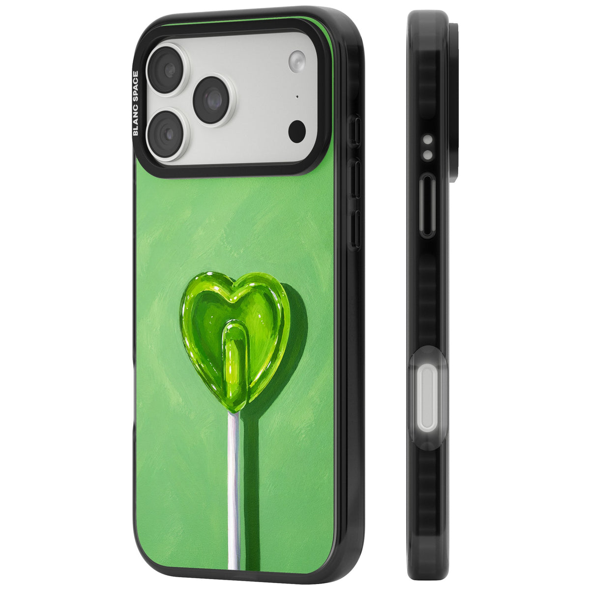 Green Lollipop iPhone 18 Pro Max Impact Black Phone Case side