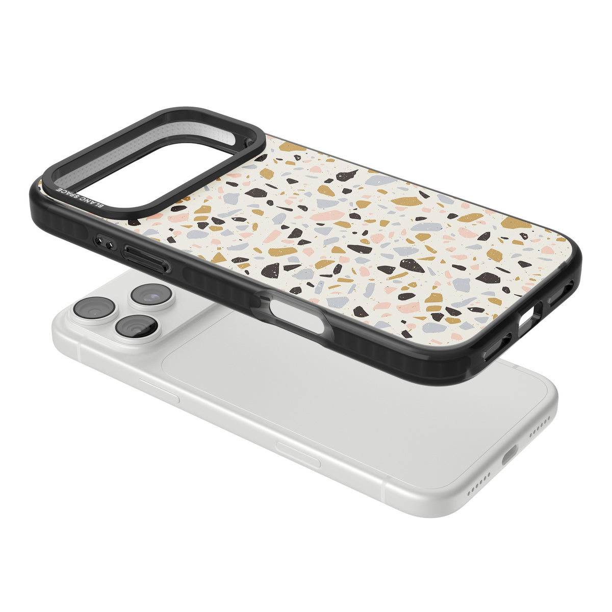 Mocha Terrazzo iPhone 18 Pro Max Impact Black Phone Case angled