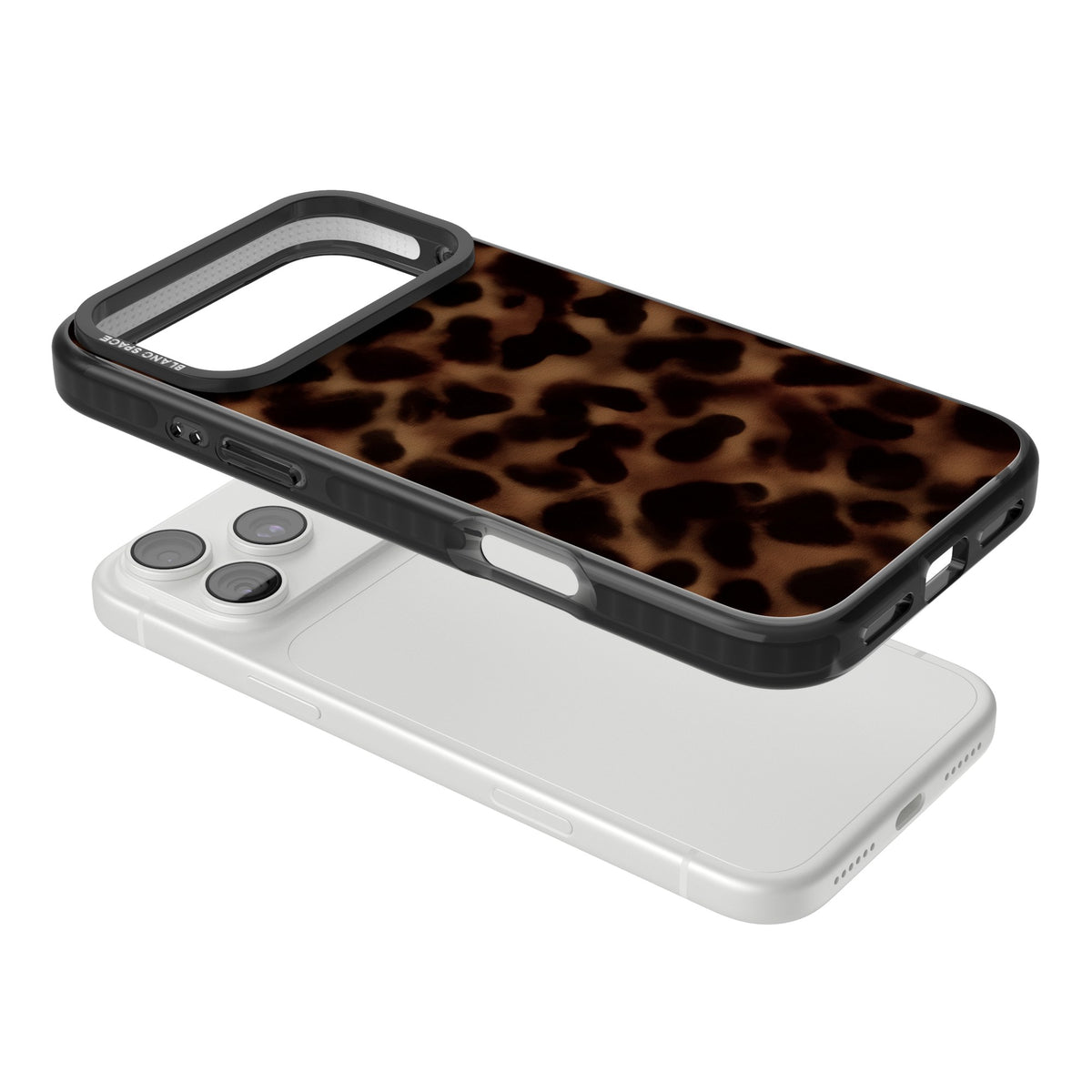 Dark Tortoise Shell old money iPhone case featuring a dark tortoiseshell pattern with amber and black animal print tones iPhone 18 Pro Max Impact Black Phone Case angled