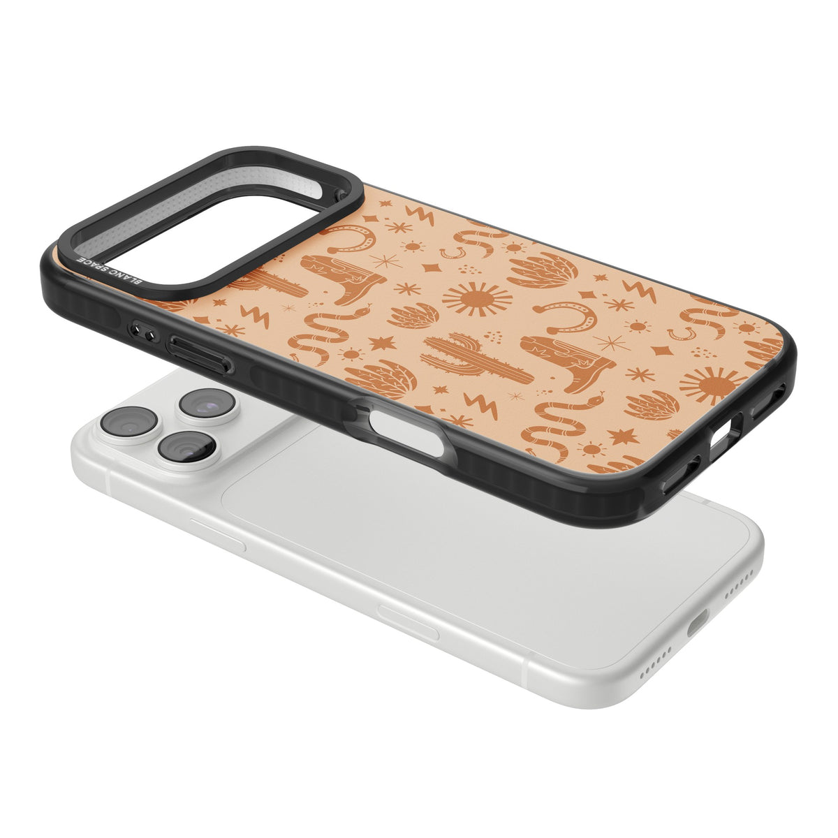 Wild West Pattern iPhone 18 Pro Max Impact Black Phone Case angled