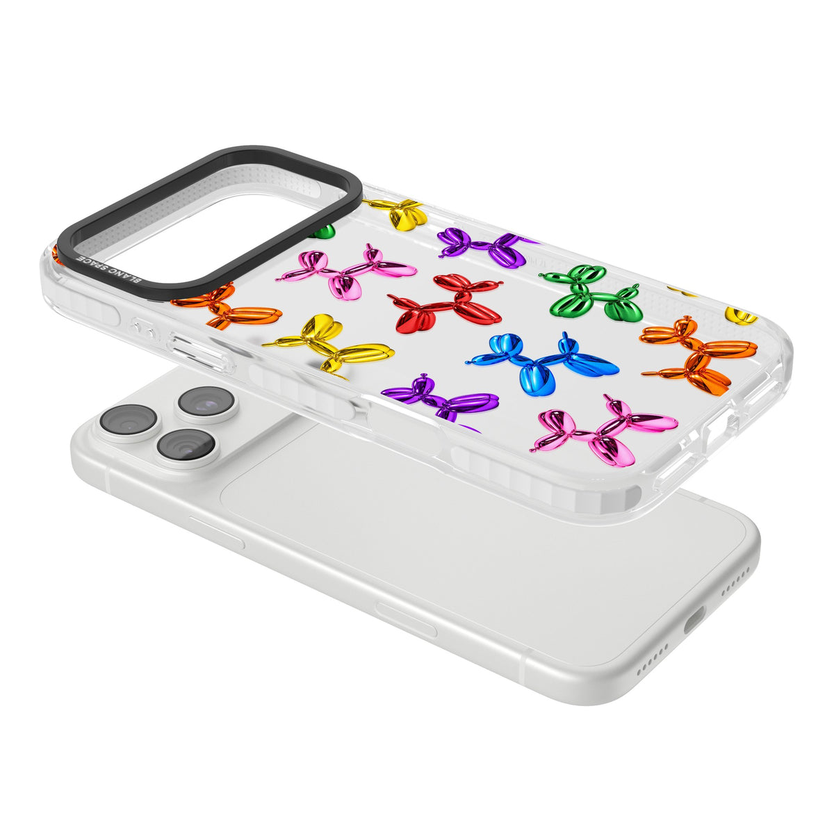 Balloon Dogs iPhone 18 Pro Max Impact Clear Phone Case angled