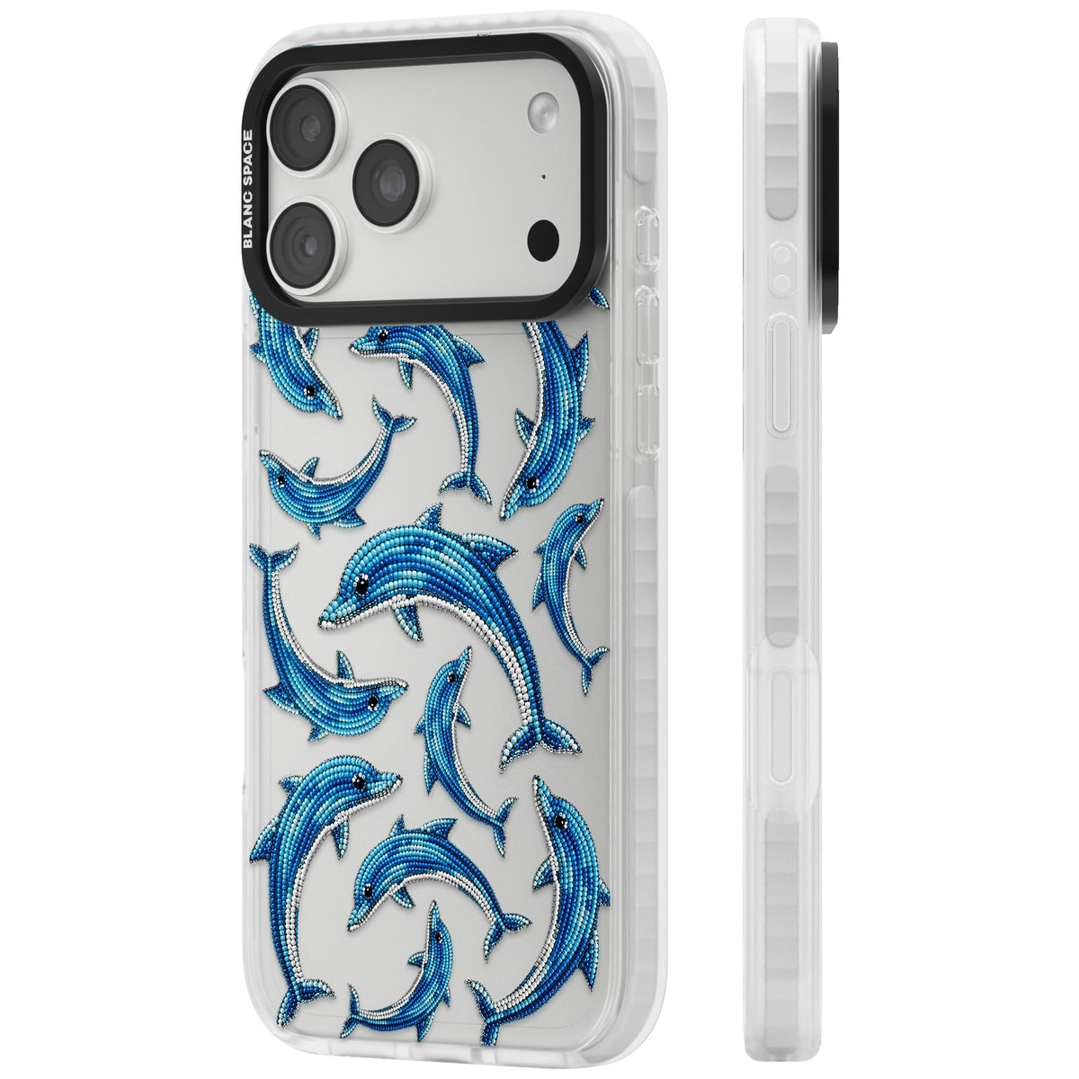 Beaded Dolphins iPhone 18 Pro Max Impact Clear Phone Case side