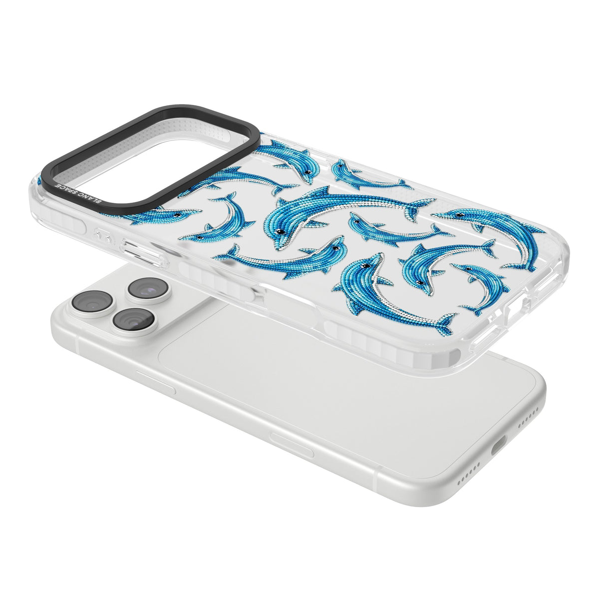 Beaded Dolphins iPhone 18 Pro Max Impact Clear Phone Case angled