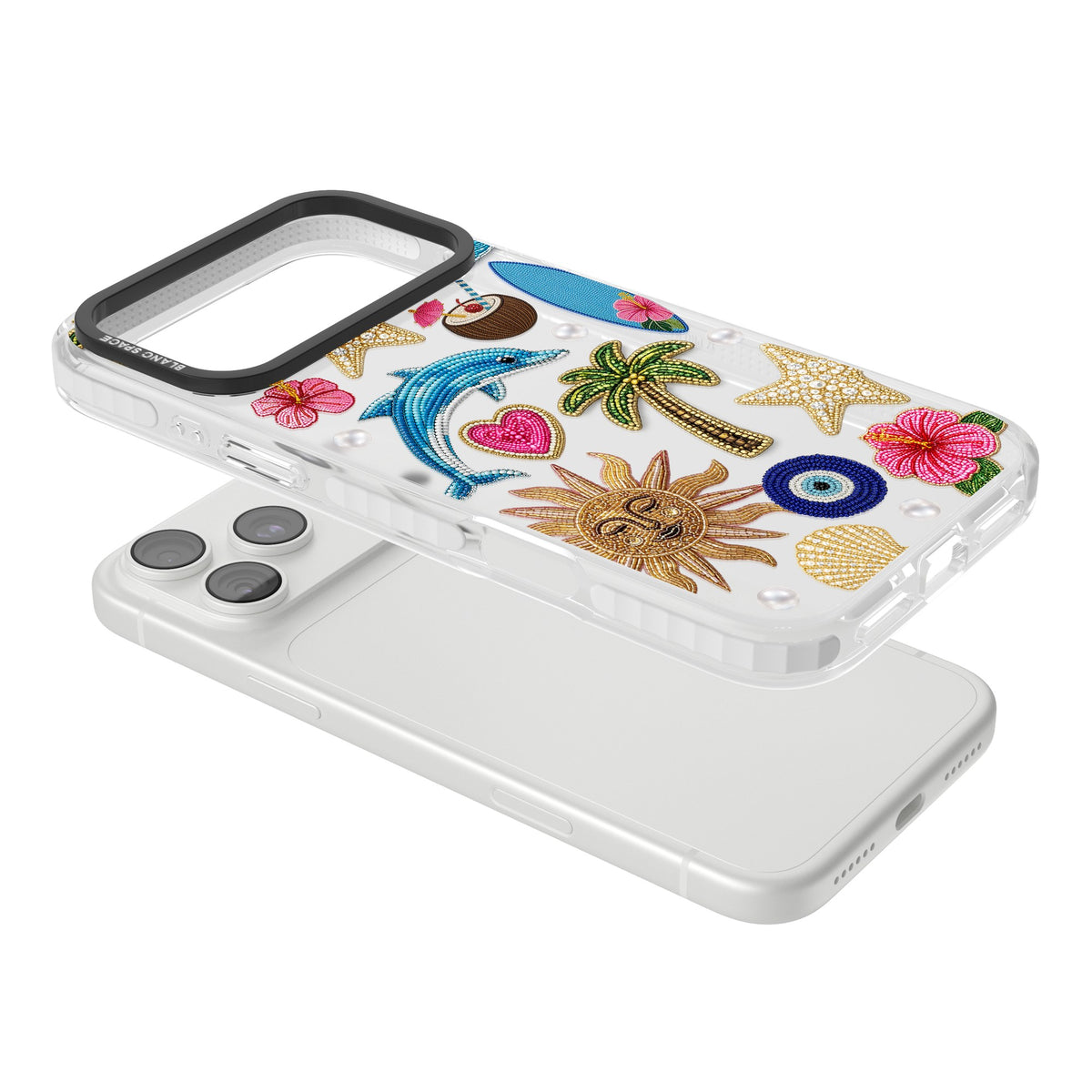 Beaded Beach iPhone 18 Pro Max Impact Clear Phone Case angled
