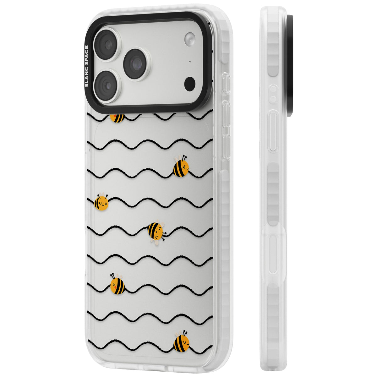 Bee Wave Pattern iPhone 18 Pro Max Impact Clear Phone Case side
