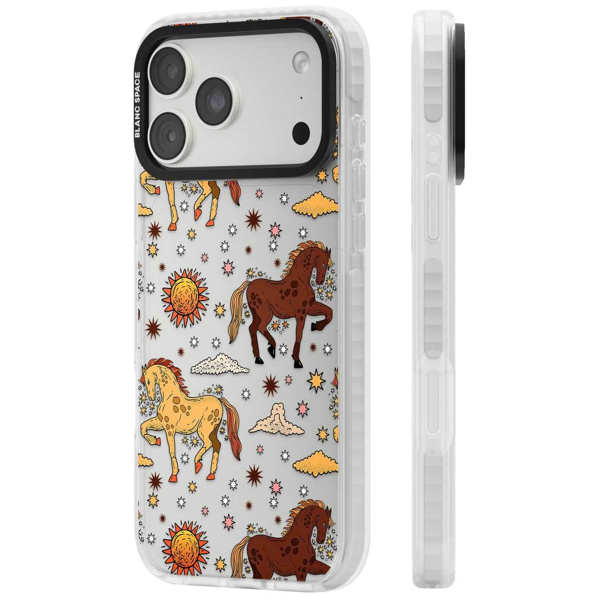 Boho Celestial Wild Horses iPhone 18 Pro Max Impact Clear Phone Case side