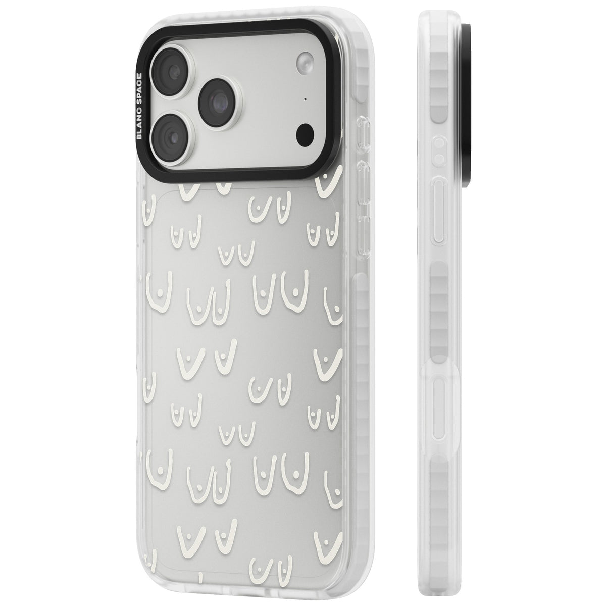Boob Pattern (White) iPhone 18 Pro Max Impact Clear Phone Case side