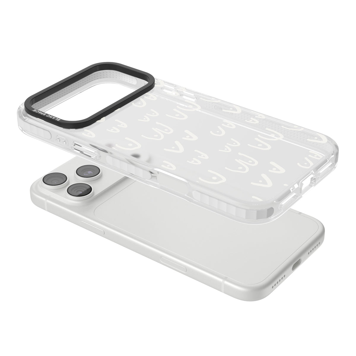 Boob Pattern (White) iPhone 18 Pro Max Impact Clear Phone Case angled