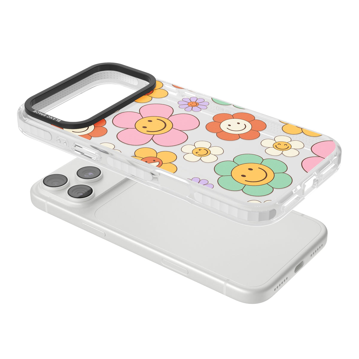 Happy Blossoms iPhone 18 Pro Max Impact Clear Phone Case angled