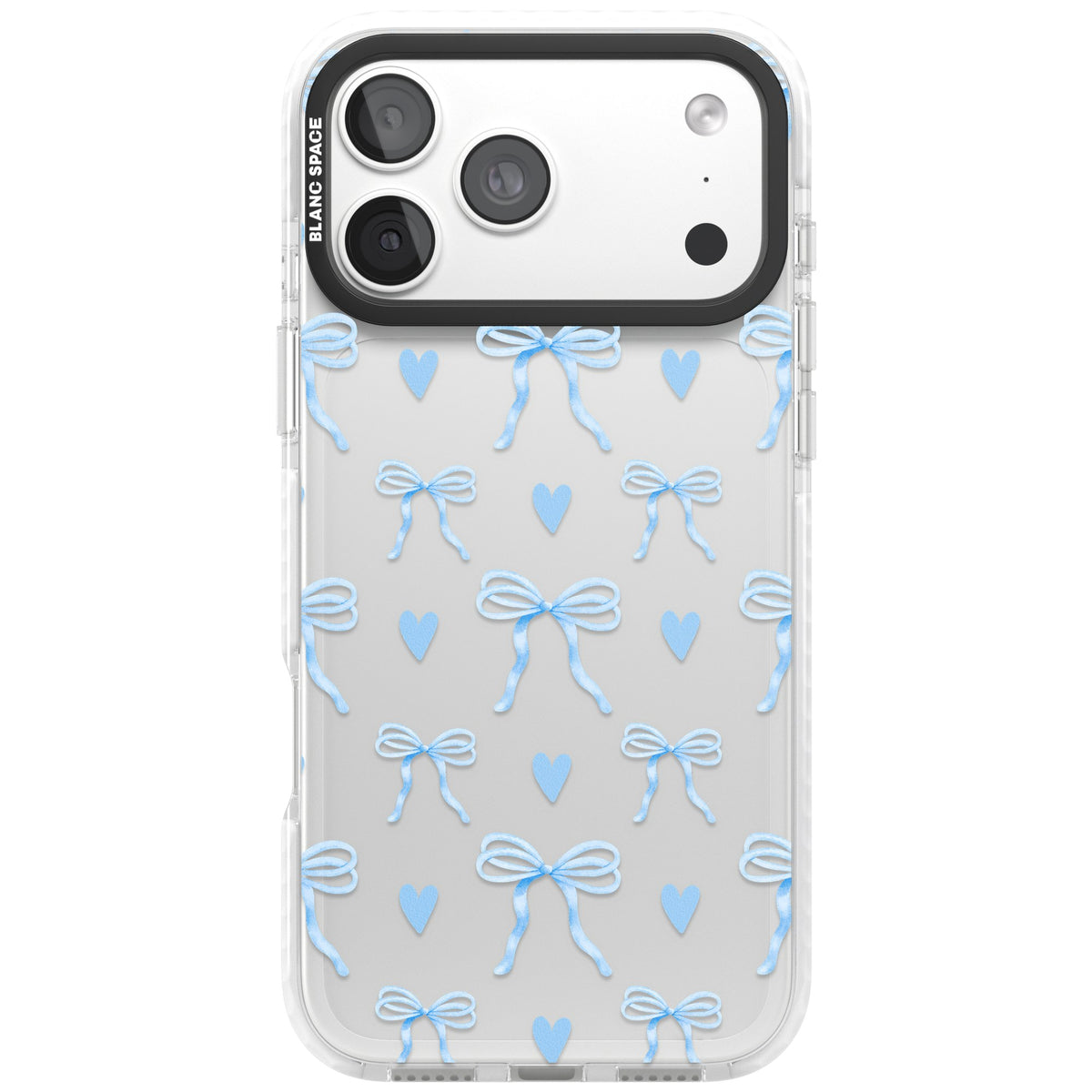 Blue Bows & Hearts iPhone 18 Pro Max Impact Clear Phone Case front