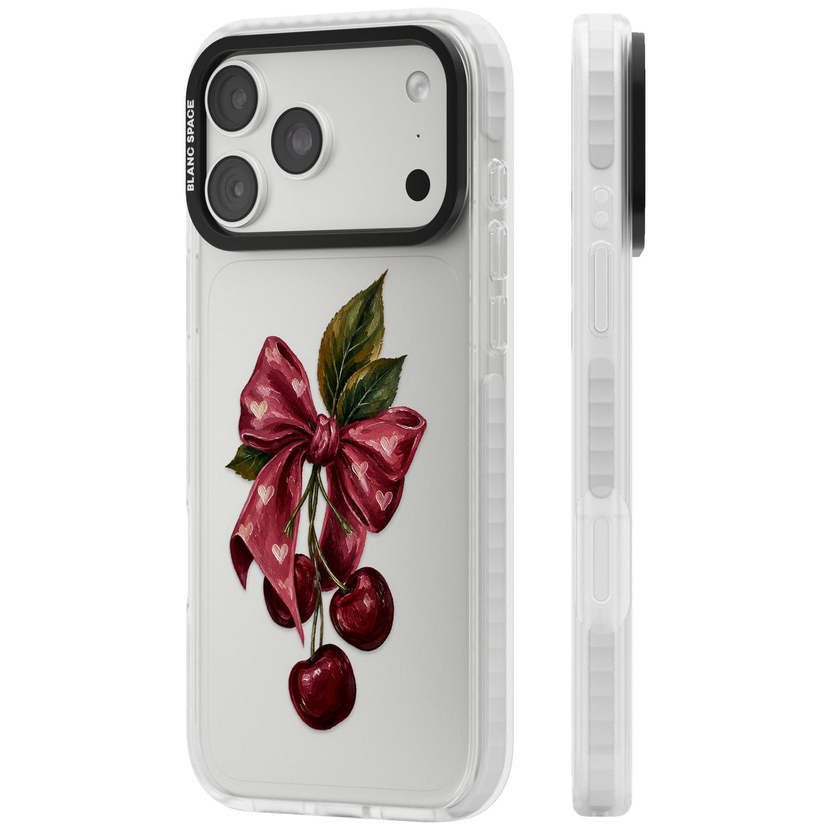 Cherry Sonnet iPhone 18 Pro Max Impact Clear Phone Case side