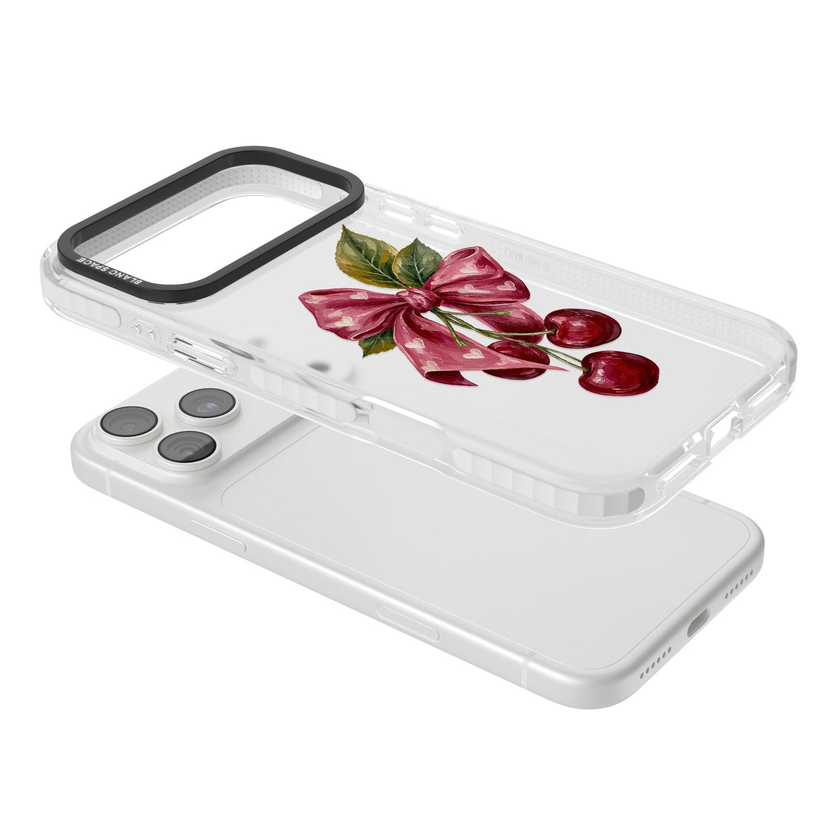 Cherry Sonnet iPhone 18 Pro Max Impact Clear Phone Case angled