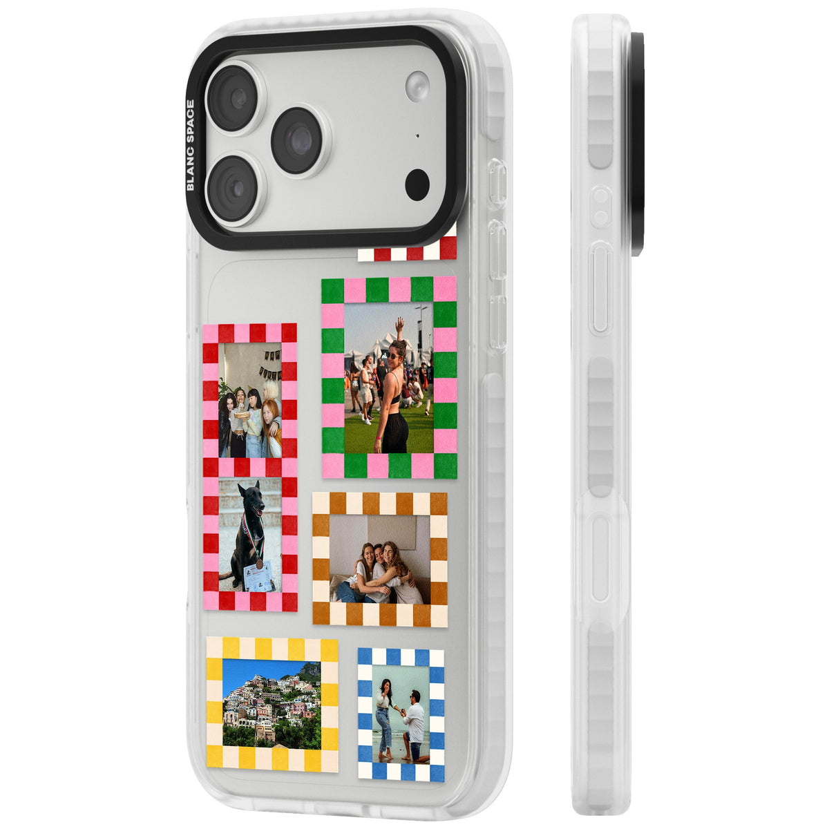 Personalised Italian Check Frames iPhone 18 Pro Max Impact Clear Phone Case side