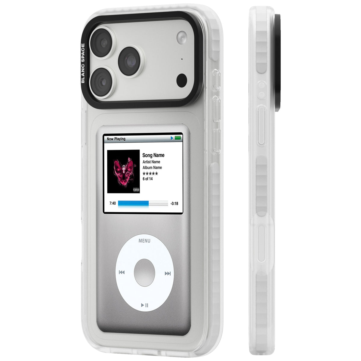 Personalised Classic Ipod iPhone 18 Pro Max Impact Clear Phone Case side