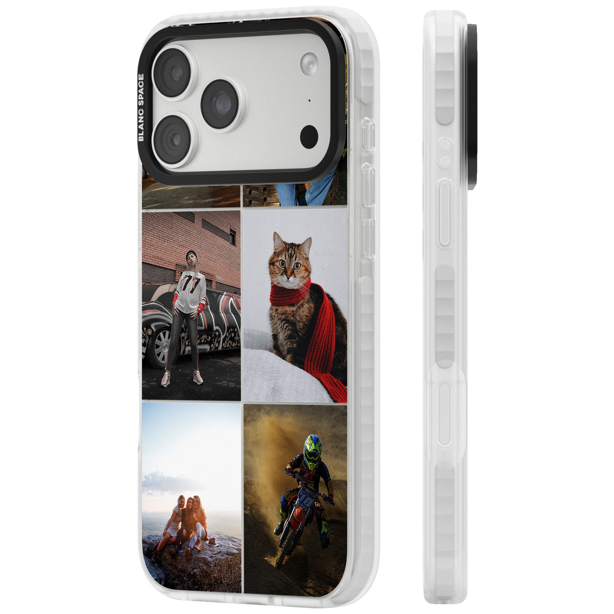 Personalised 6 Photo Grid iPhone 18 Pro Max Impact Clear Phone Case side