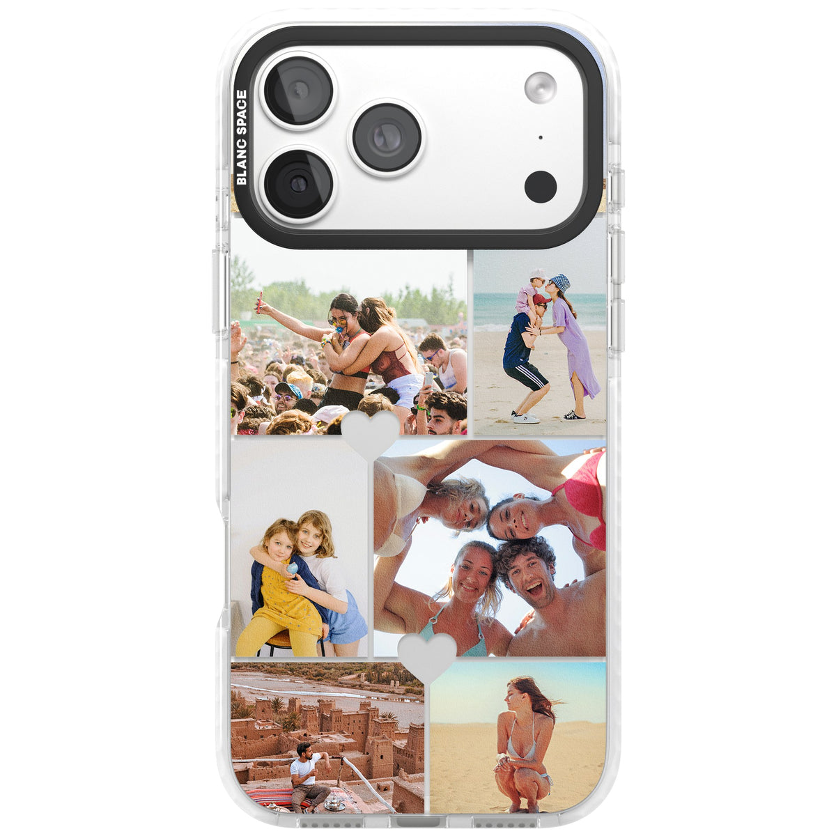 Personalised Heart Photo Grid iPhone 18 Pro Max Impact Clear Phone Case front