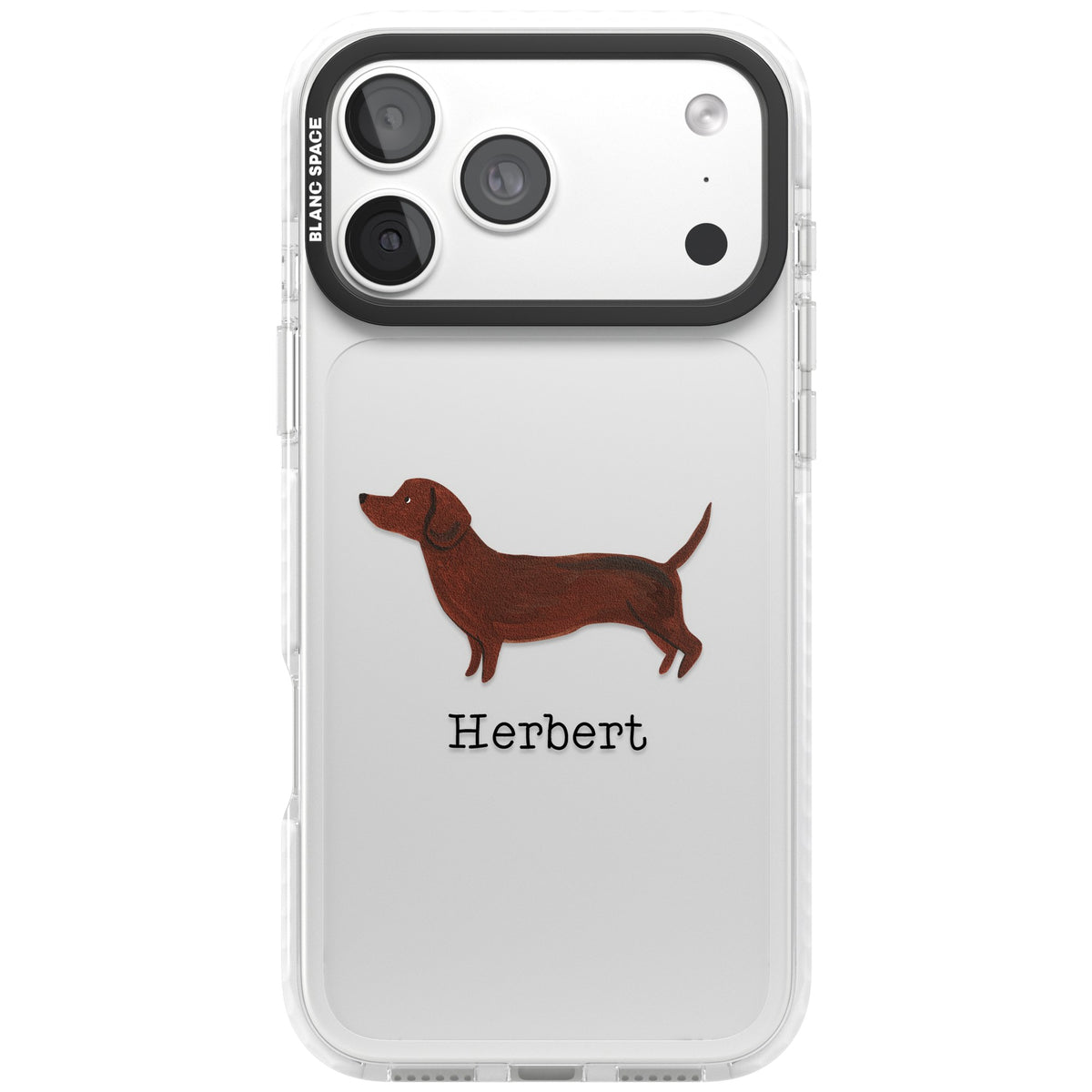 Personalised Sausage Dog iPhone 18 Pro Max Impact Clear Phone Case front