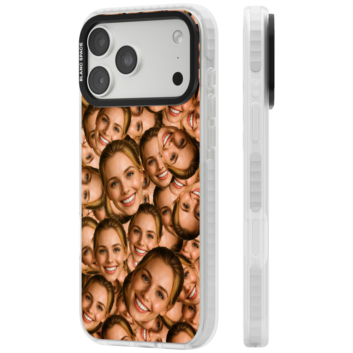Face Collage iPhone 18 Pro Max Impact Clear Phone Case side