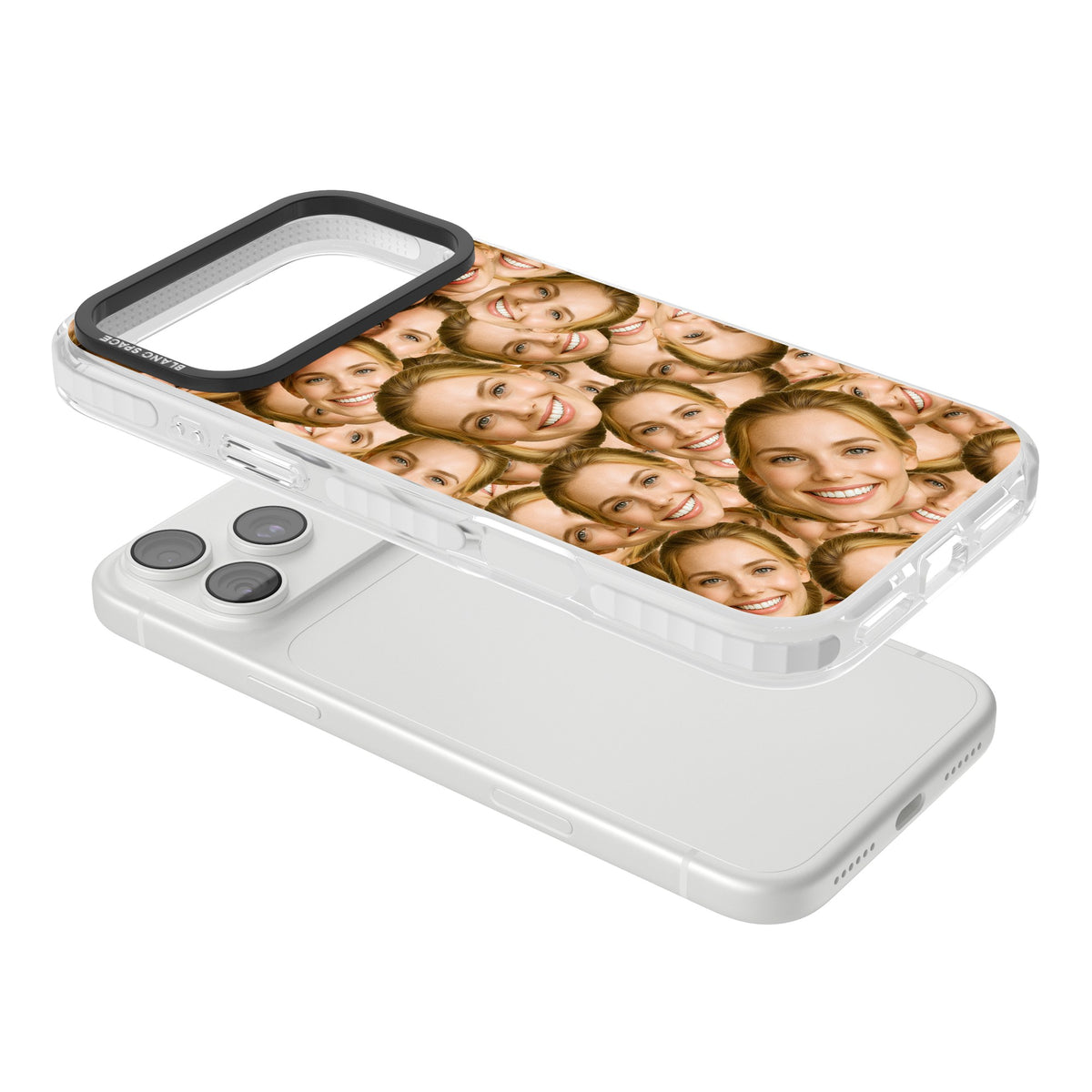Face Collage iPhone 18 Pro Max Impact Clear Phone Case angled