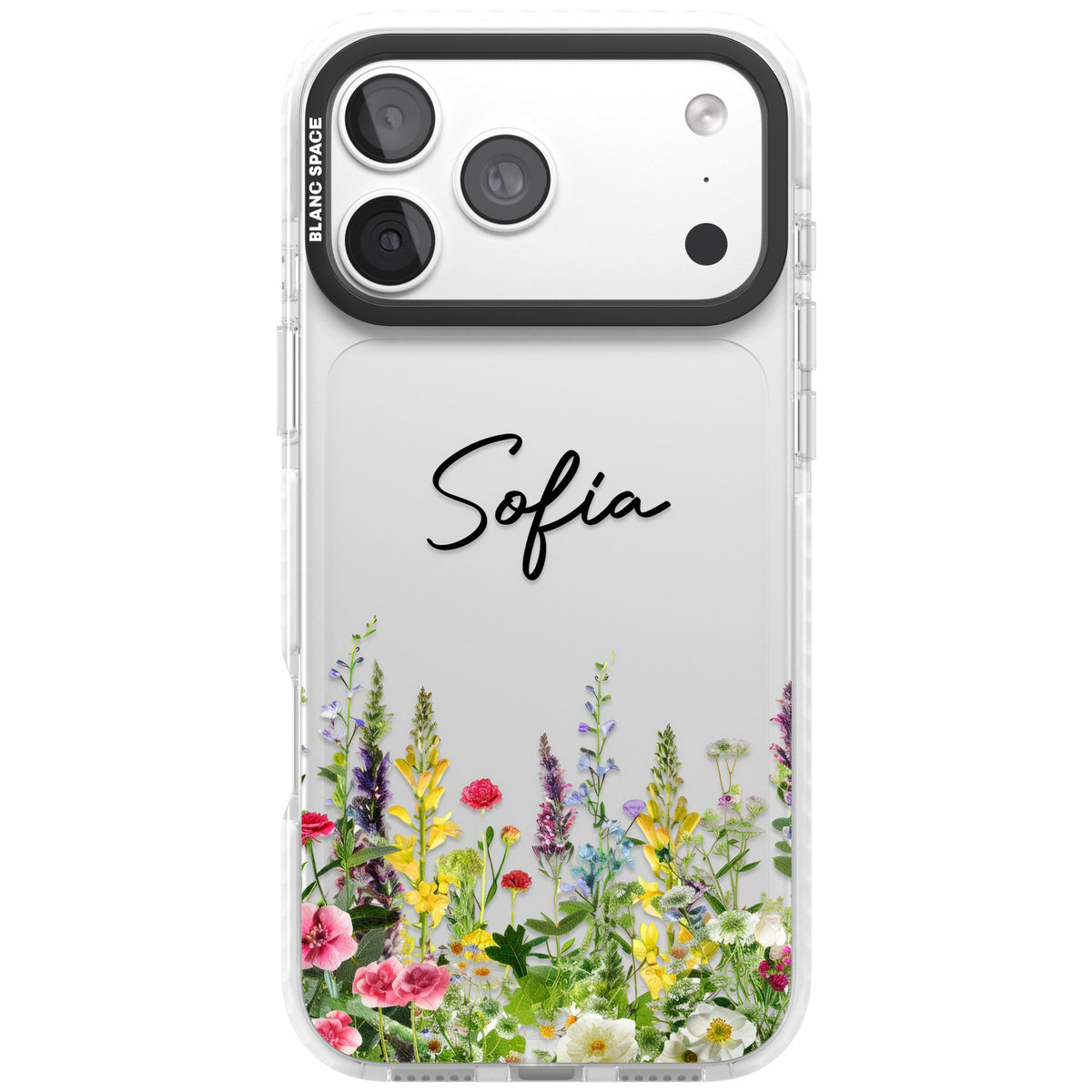 Personalised Garden Wildfowers iPhone 18 Pro Max Impact Clear Phone Case front