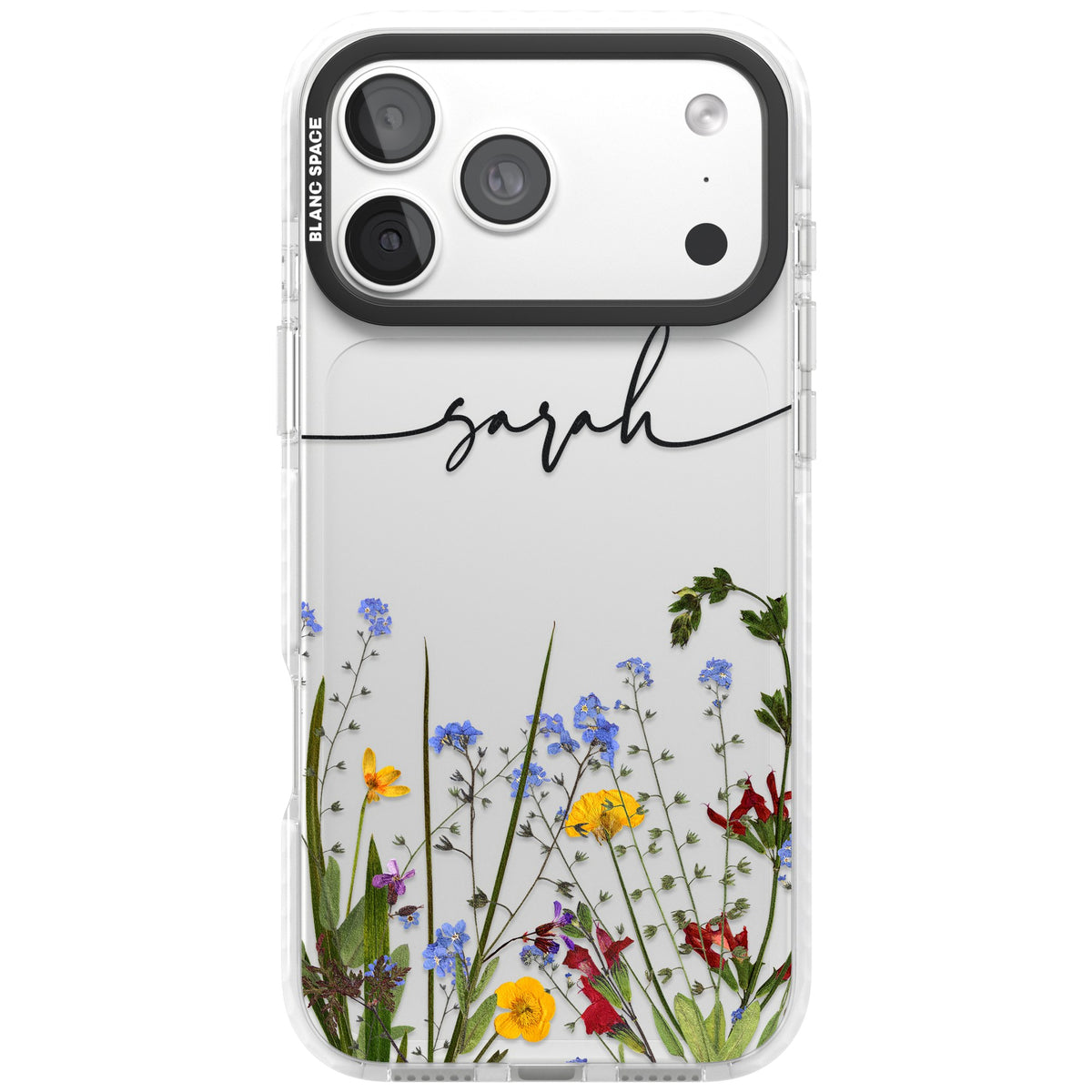 Personalised Wildflower Script iPhone 18 Pro Max Impact Clear Phone Case front