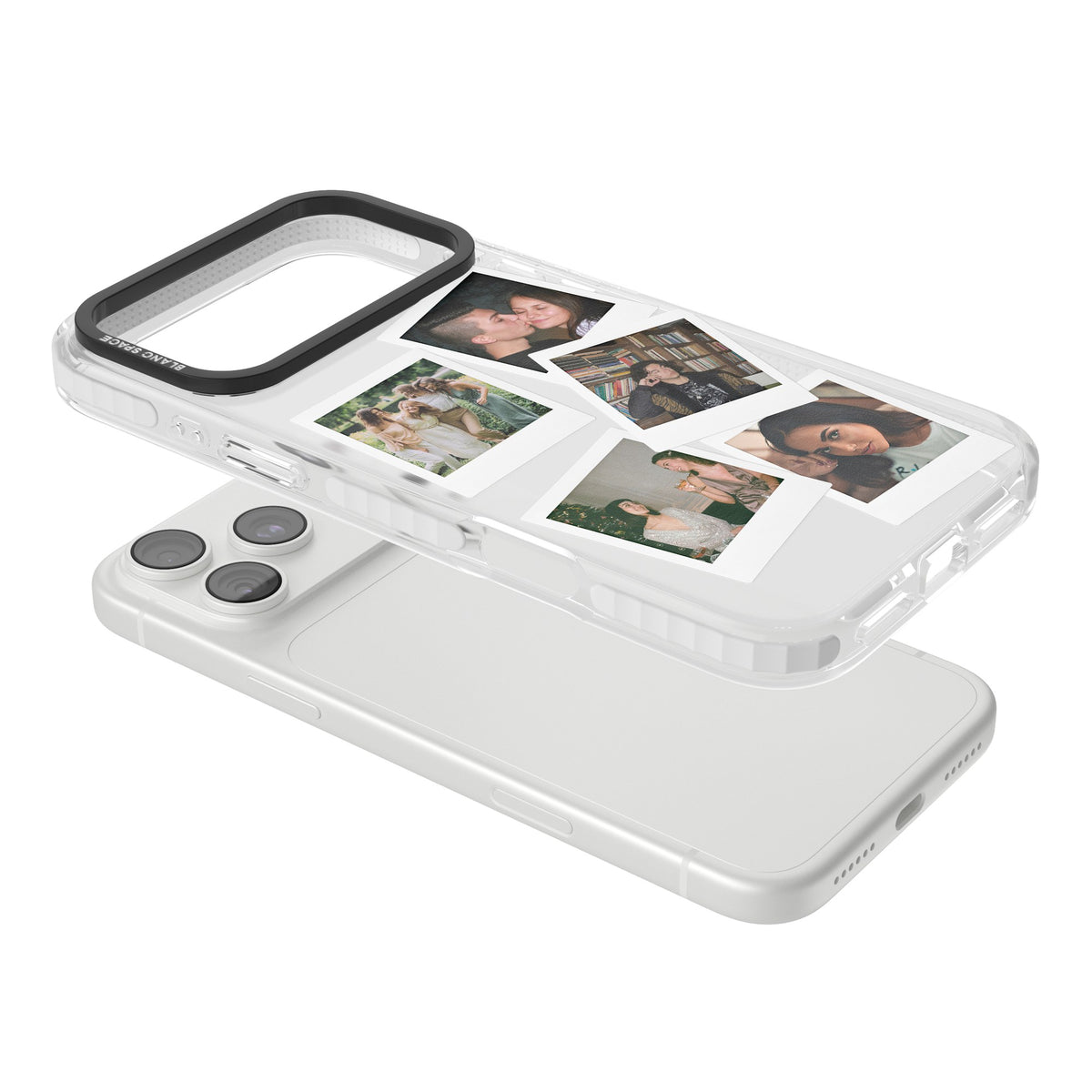 Personalised Classic Instant Photos iPhone 18 Pro Max Impact Clear Phone Case angled