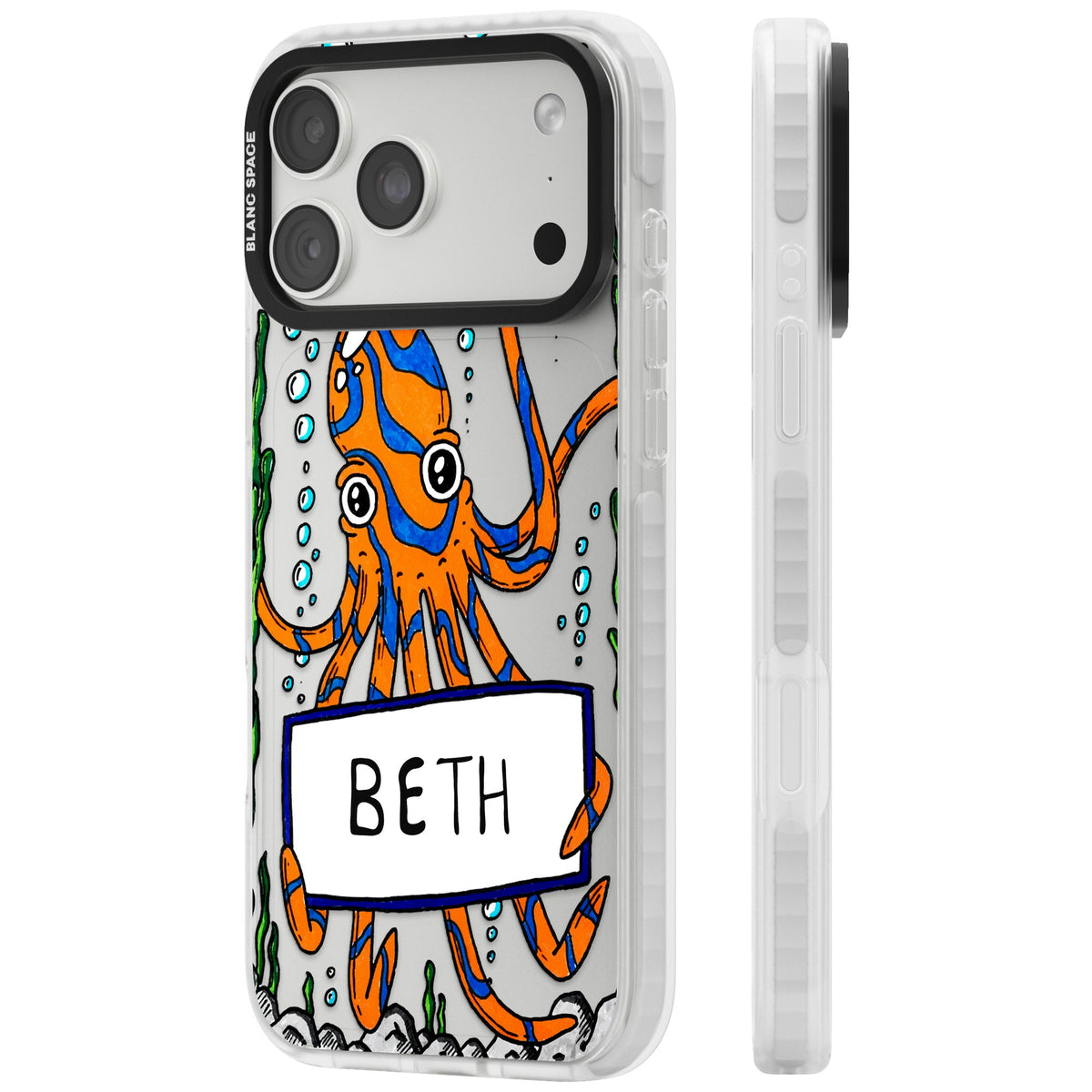 Personalised Octo iPhone 18 Pro Max Impact Clear Phone Case side
