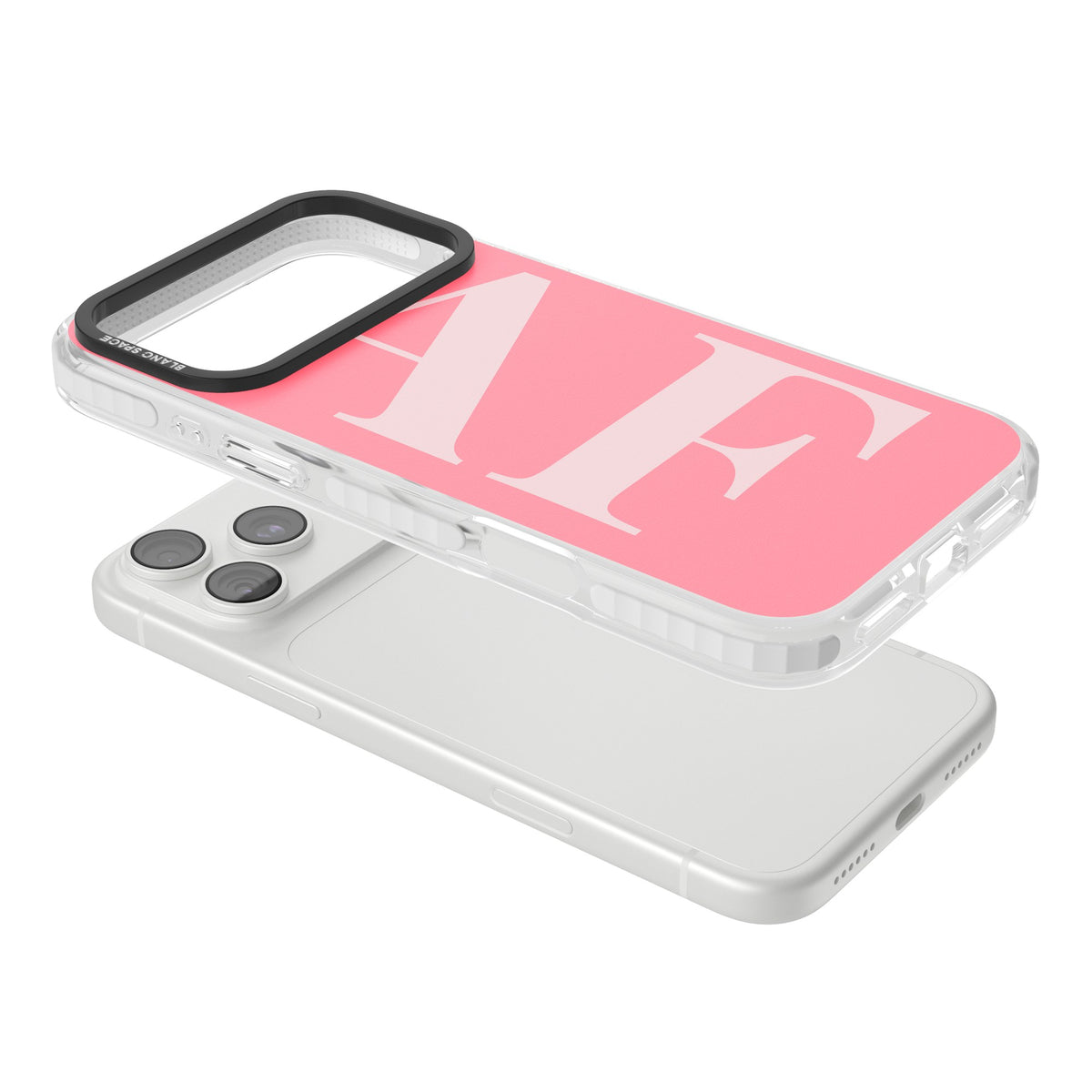 Personalised Light & Dark Pink Letters iPhone 18 Pro Max Impact Clear Phone Case angled