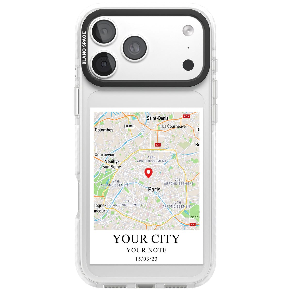 Personalised World Map iPhone 18 Pro Max Impact Clear Phone Case front