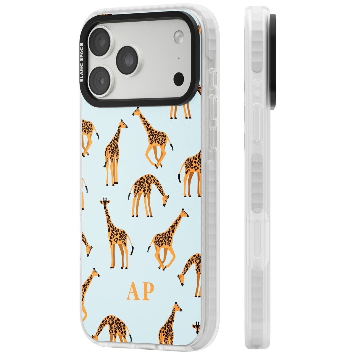 Personalised Safari Giraffe iPhone 18 Pro Max Impact Clear Phone Case side