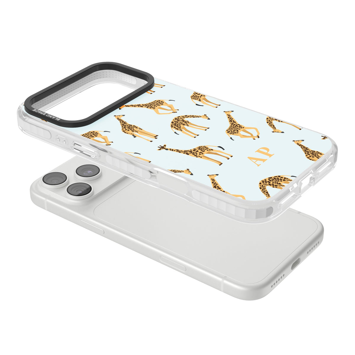 Personalised Safari Giraffe iPhone 18 Pro Max Impact Clear Phone Case angled