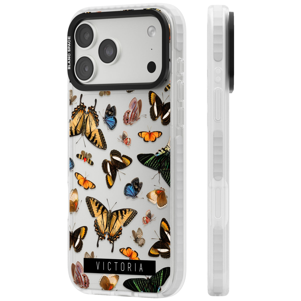 Personalised Butterfly Archive iPhone 18 Pro Max Impact Clear Phone Case side