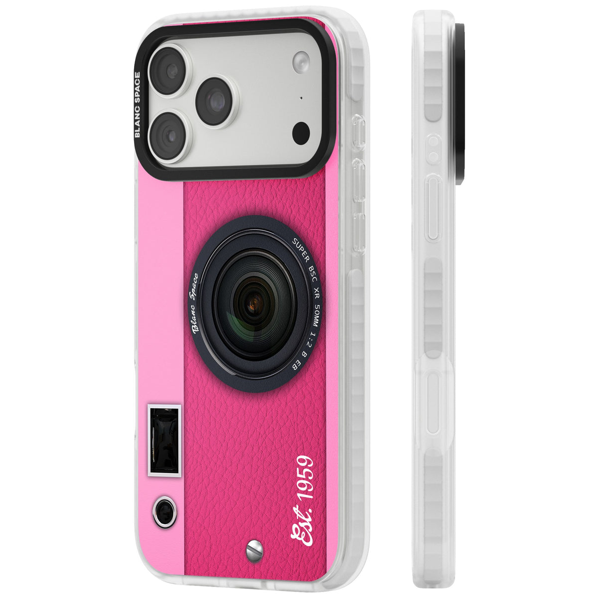 Personalised Pink Dream Camera iPhone 18 Pro Max Impact Clear Phone Case side