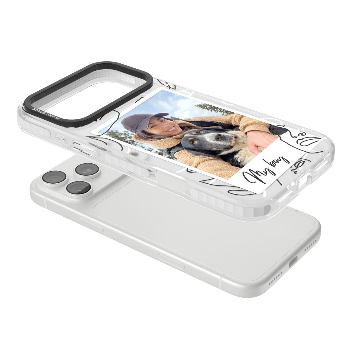 Personalised Abstract Faces Instant Photo iPhone 18 Pro Max Impact Clear Phone Case angled