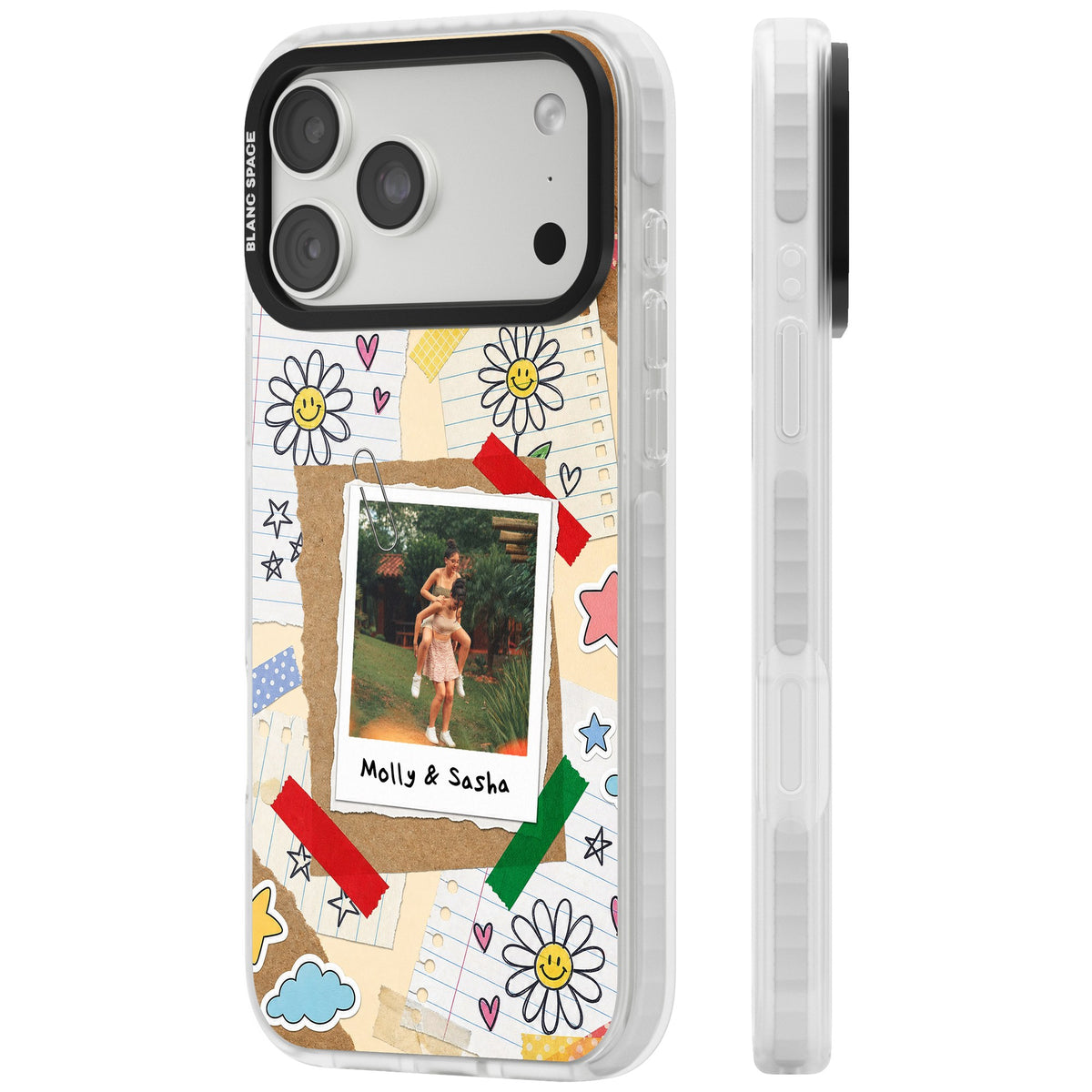 Personalised Scrapbook Photo iPhone 18 Pro Max Impact Clear Phone Case side