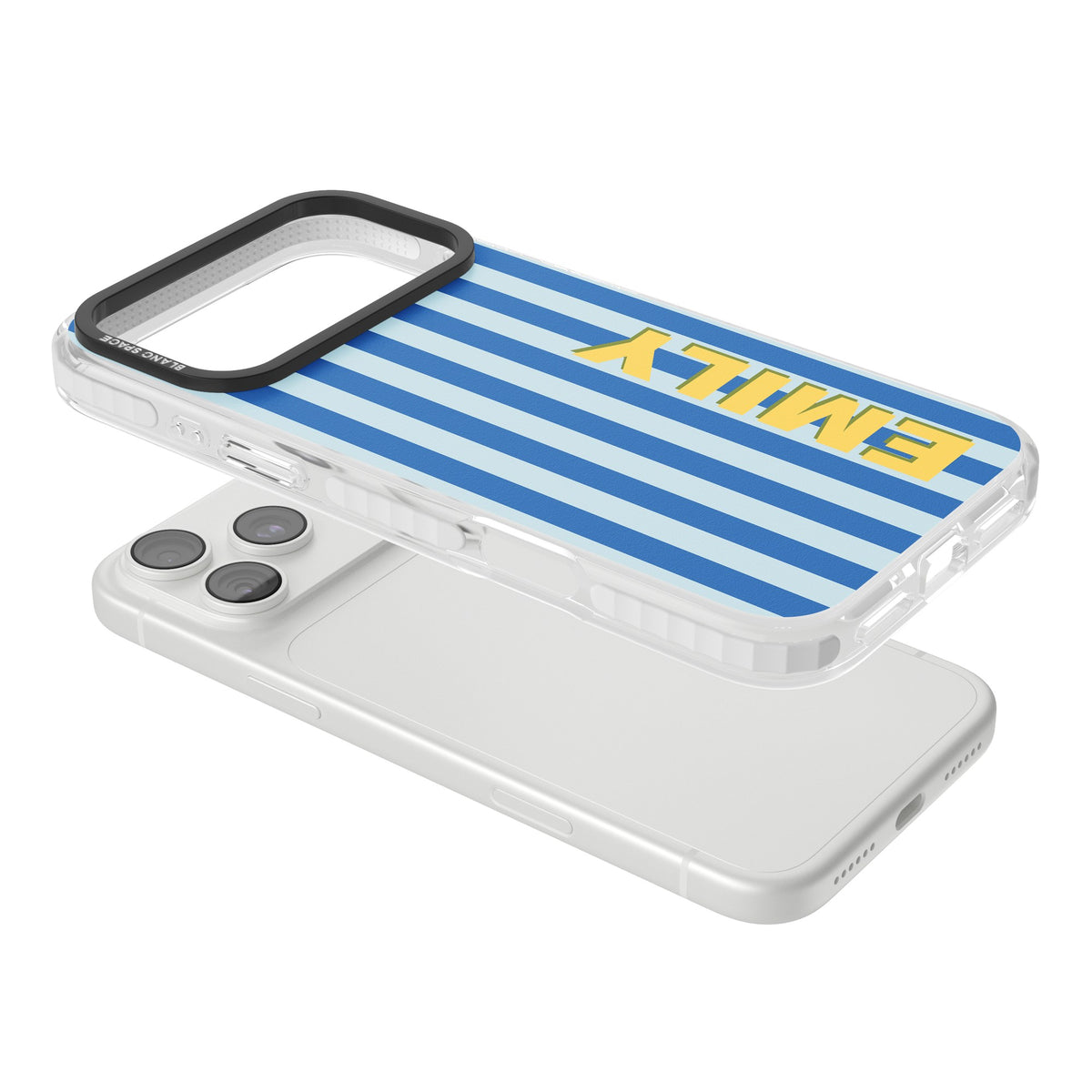 Personalised Athenian Stripe iPhone 18 Pro Max Impact Clear Phone Case angled