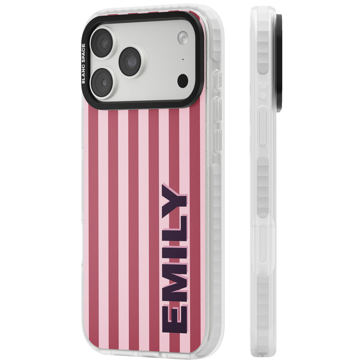 Personalised Victoria Stripe iPhone 18 Pro Max Impact Clear Phone Case side