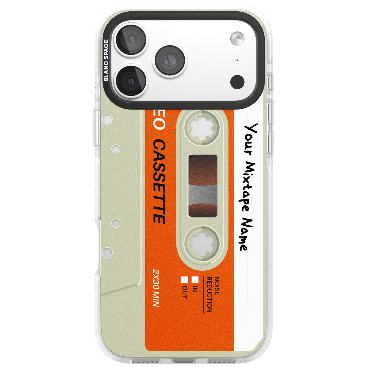 Personalised Retro Cassette Classic iPhone 18 Pro Max Impact Clear Phone Case front