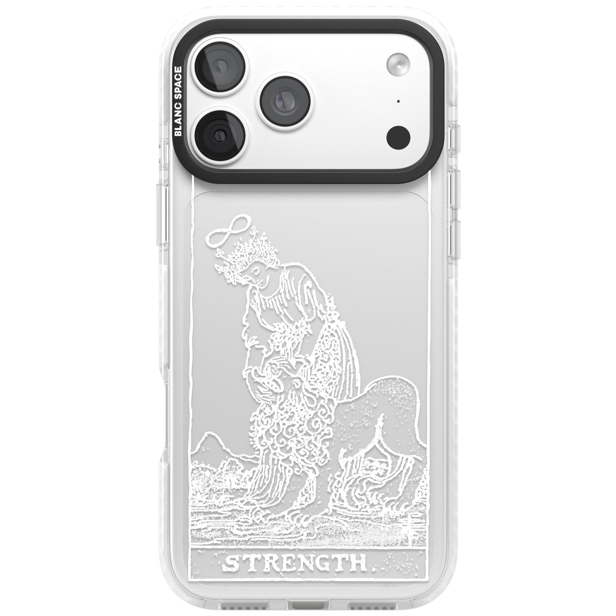 Personalised Strength Tarot Card (White) iPhone 18 Pro Max Impact Clear Phone Case front